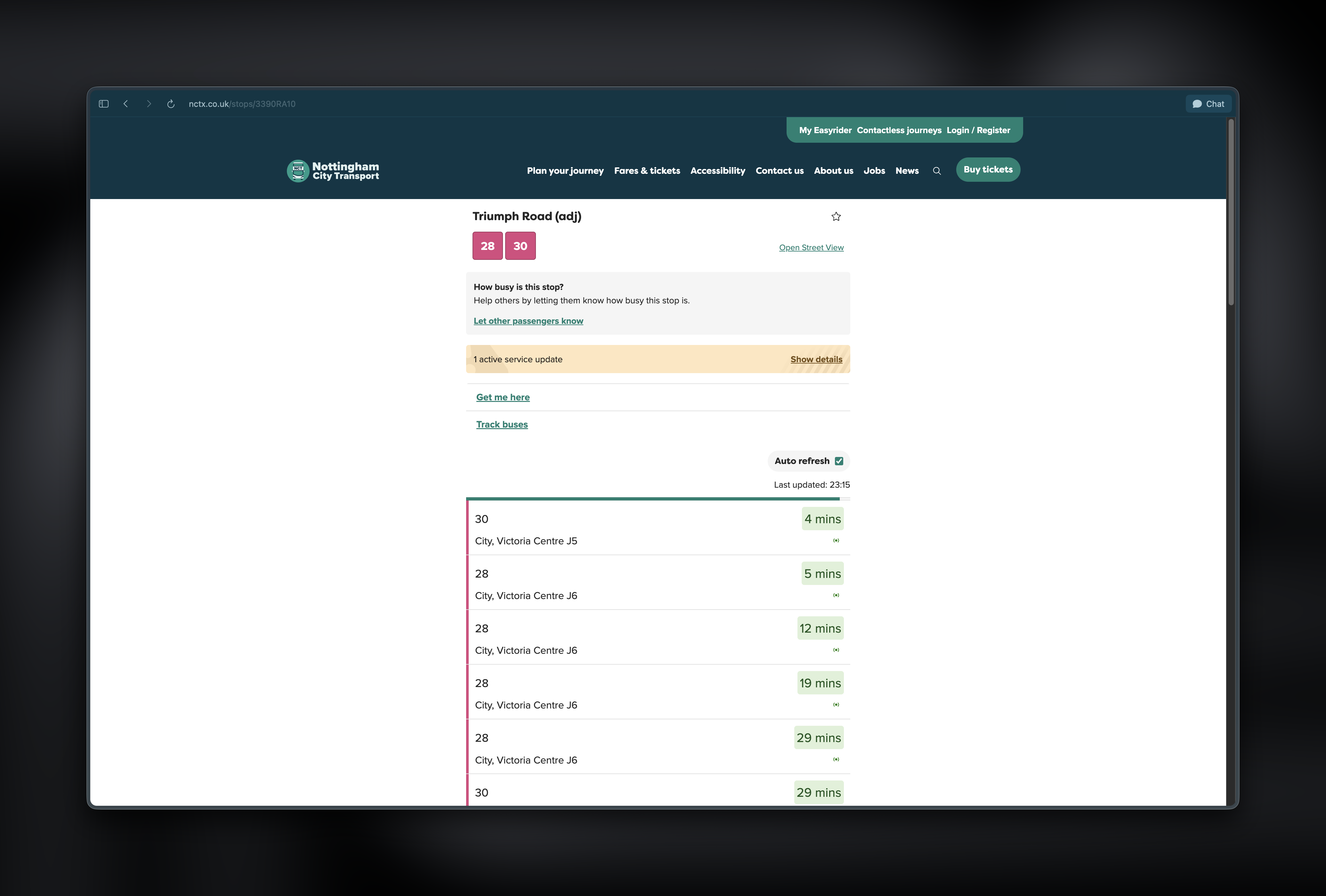 NOTT'M City Transport Live Departure API